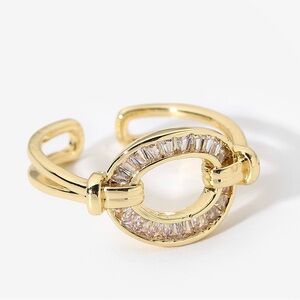 Elegant Gold-Tone Women's Adjustable Ring Stainless Steel Tarnish Free